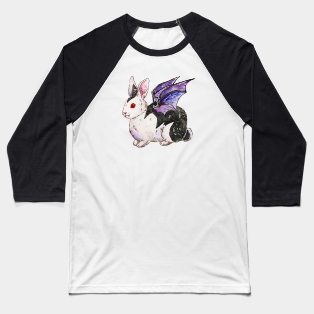 Vampire Bunny Baseball T-Shirt by aquabun